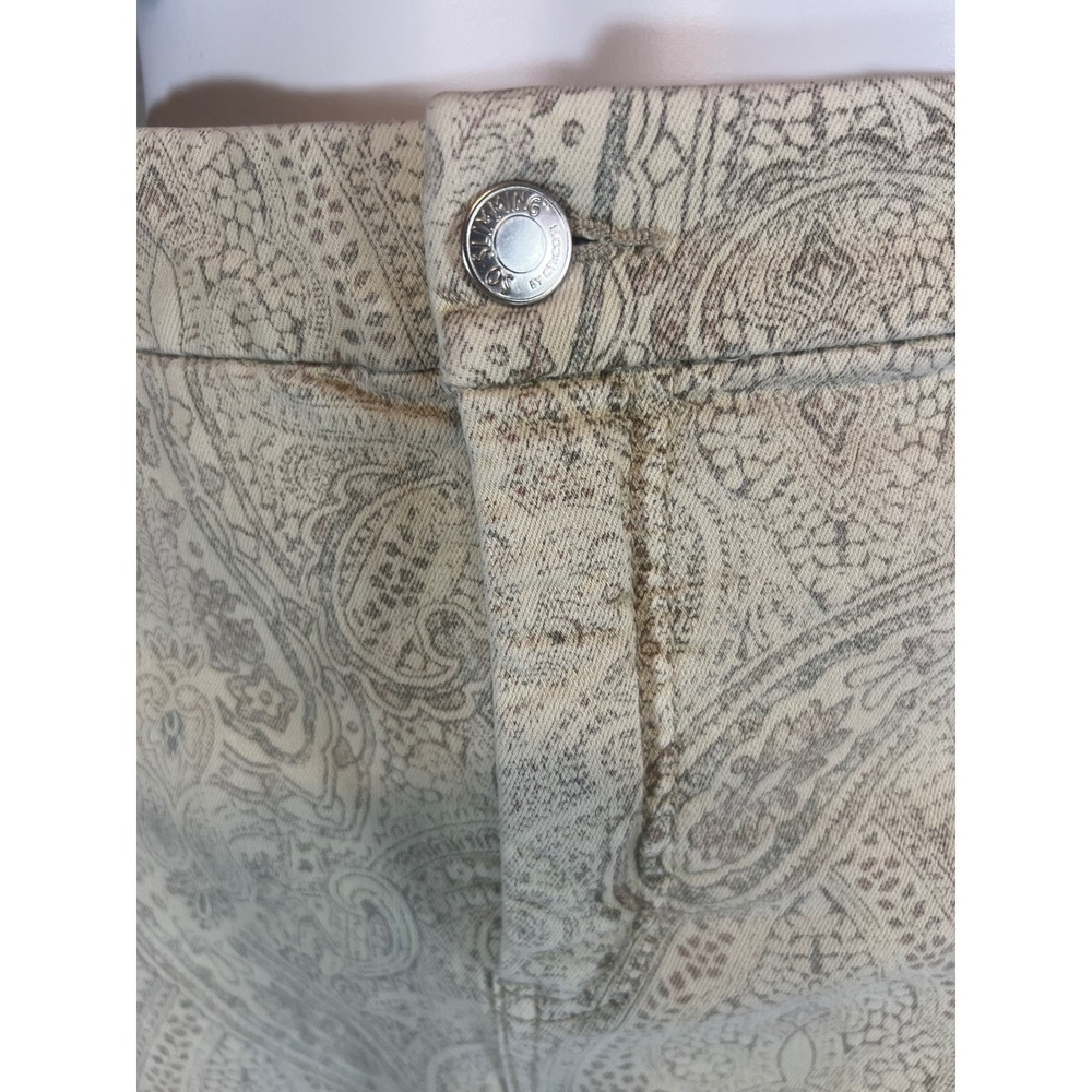 Chicos So Slimming Paisley Print Jeans Beige Tan Size 1.5 US 10 Regular - Picture 3 of 6